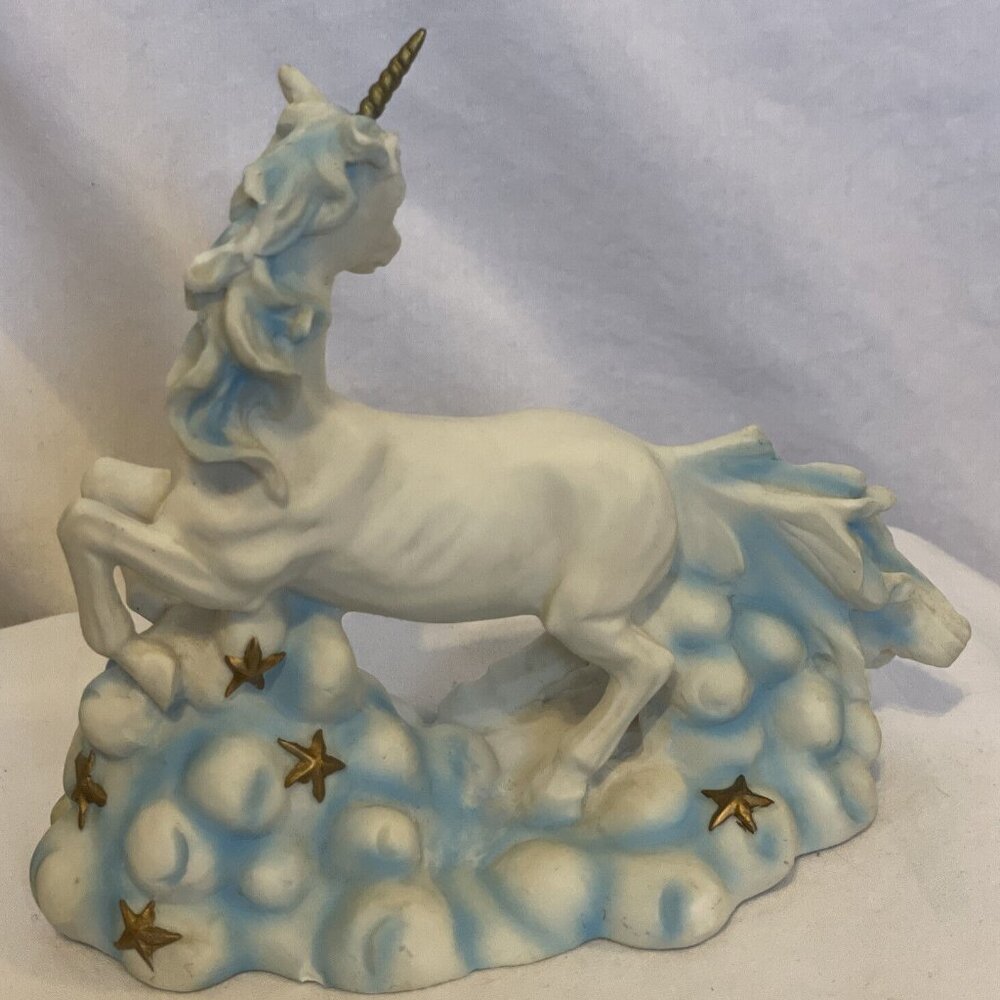 Ceramic Unicorn statue with Green Jewel Stone Green 6x5 Stone is Plastic - Picture 3 of 10